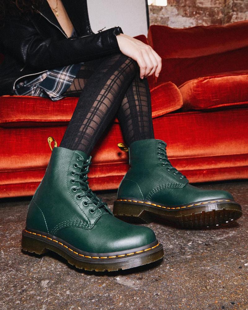 Botines Dr Martens 1460 Pascal Virginia Cuero Mujer Verdes | MX 87RVD